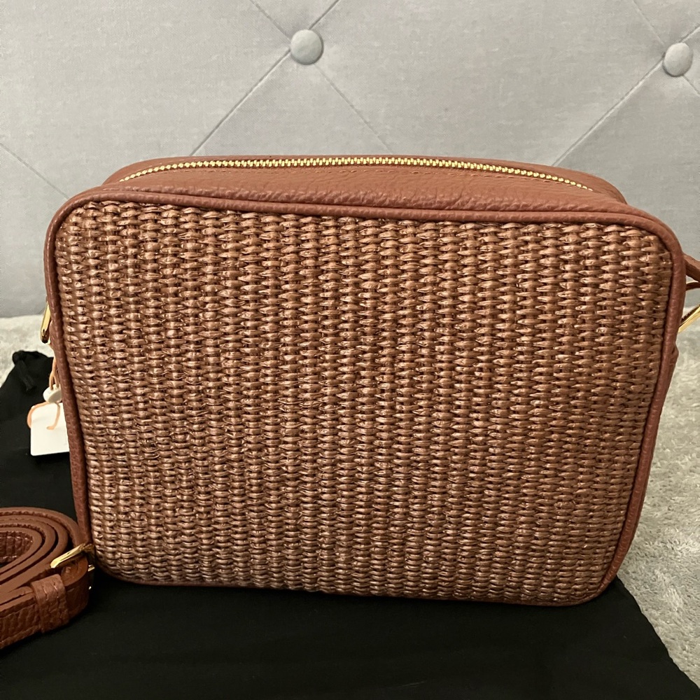 NWT Quince Italian Leather & Raffia Crossbody - Picture 3 of 9